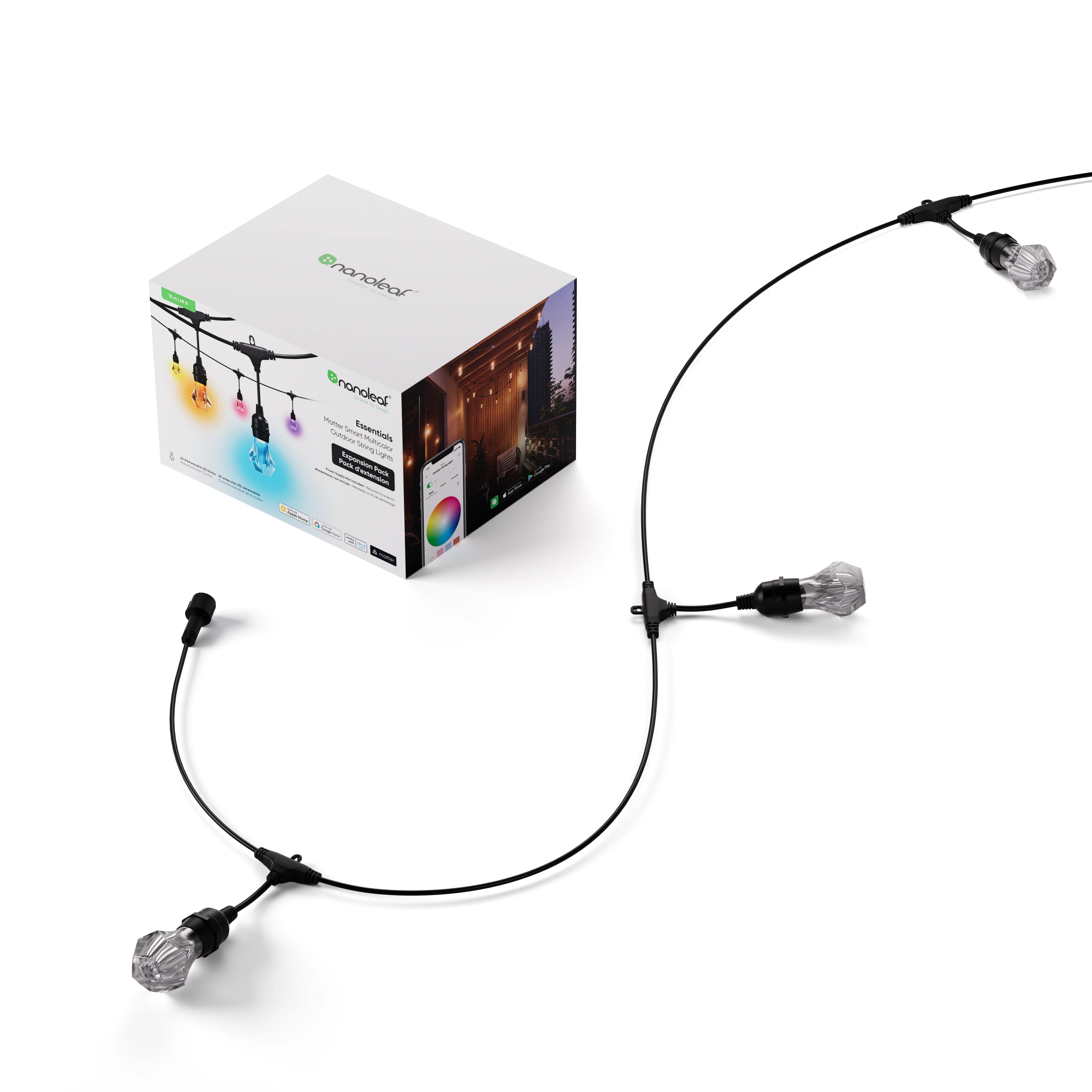 Matter Smart Multicolor Outdoor String Lights Expansion Pack 49ft (15m) - Image 7