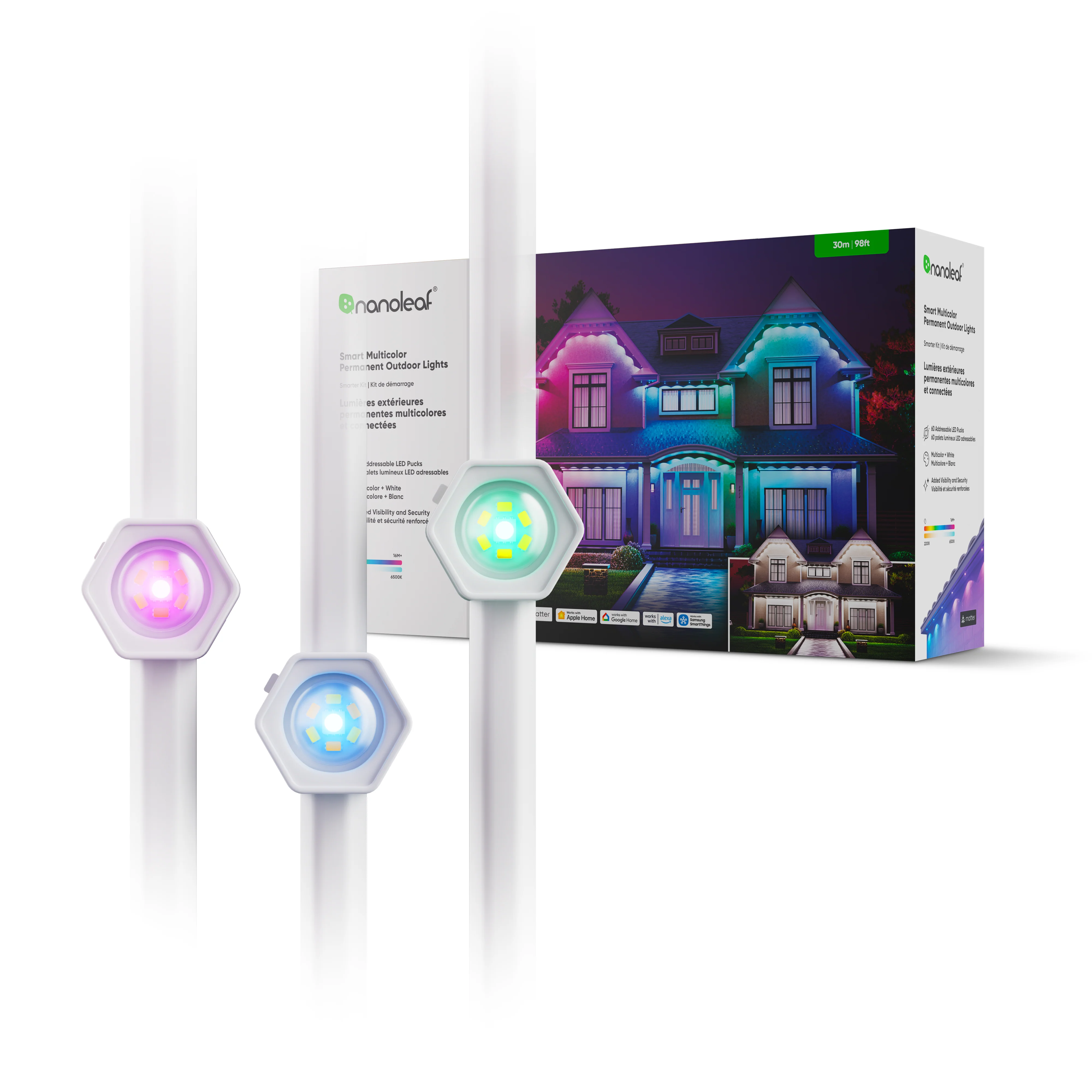 Matter Smart Multicolor Permanent Outdoor Lights Smarter Kit with Cable Covers 98ft (30m) - Image 6